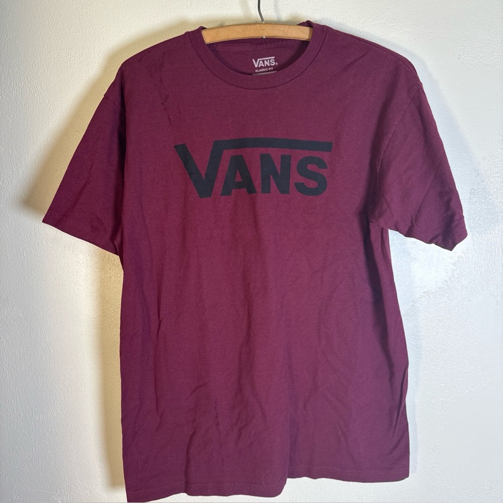 Vans Skateboards Medium T-Shirt Burgundy 100% Cotton Garnet Tee EUC
